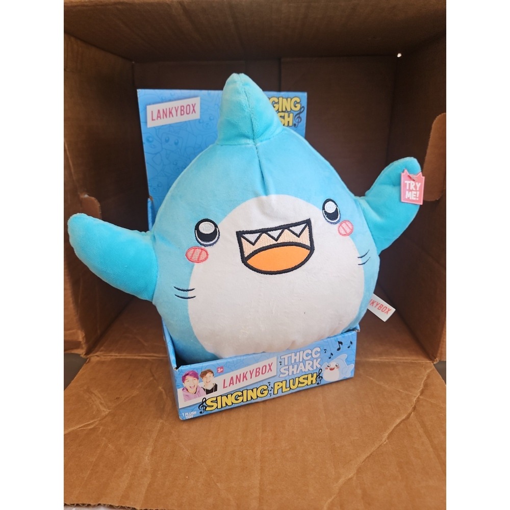 Lankybox Thicc Shark Singing Plush Stuffed Toy 3+ Blue & White